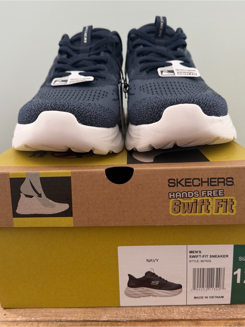 Skechers Navy and White Knit Performance Sneakers - Picture 4 of 11
